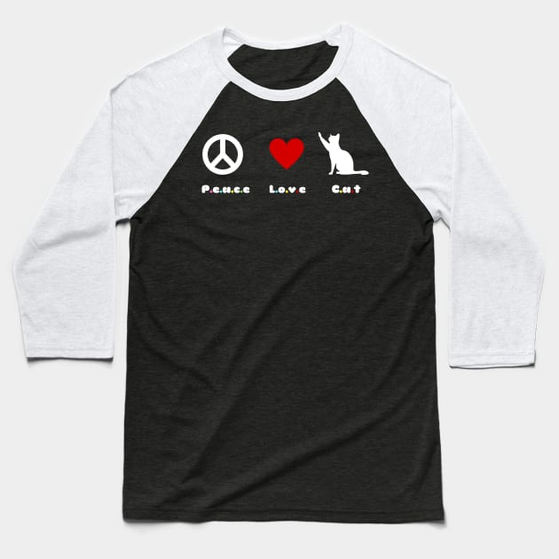 peace love cat Baseball T-Shirt by Serotonin